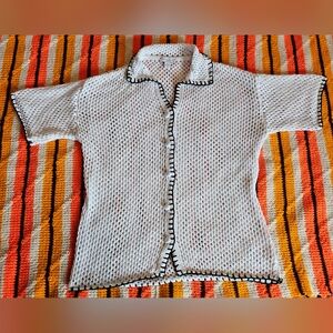 TopShop Knitted Button Up Blouse M